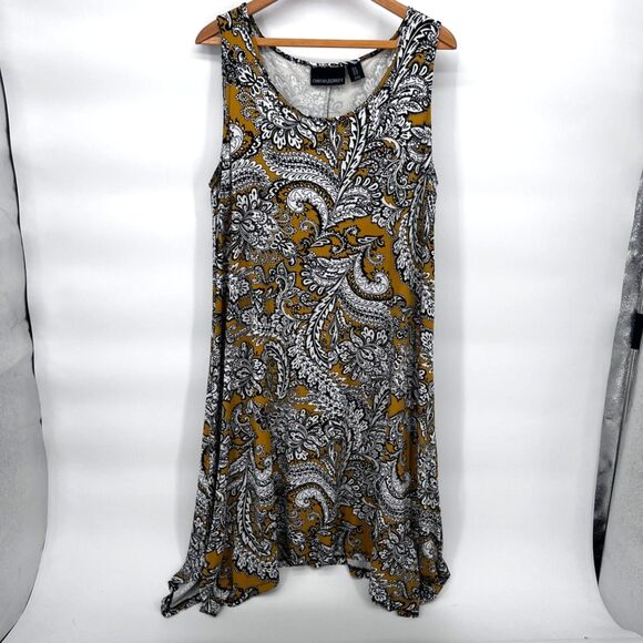 Cynthia Rowley Sleeveless Paisley Floral Print Asymmetrical Aline Dress Size 1X - Picture 8 of 8